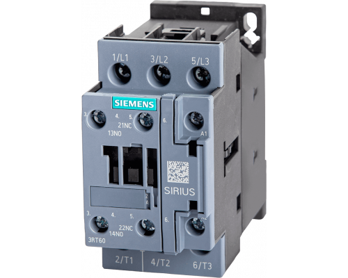Siemens 3RT6028-1AG00 Контактор для переменного тока, 400 В, 18,5 кВт, 3 полюса, S0, клеммы Siemens 3RT6028-1AG00 Контактор для переменного тока, 400 В, 18,5 кВт, 3 полюса, S0, клеммы
