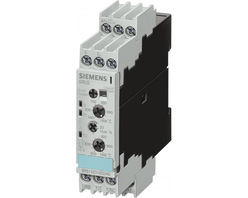 Siemens 3RS1120-2DD20 Реле контроля температуры термопара тип j, превышение 2 пороговых значения, ширина 22,5 mm, 0°C - 200°C, 24V AC/DC 1З+1П Siemens 3RS1120-2DD20 Реле контроля температуры термопара тип j, превышение 2 пороговых значения, ширина 22,5 mm, 0°C - 200°C, 24V AC/DC 1З+1П