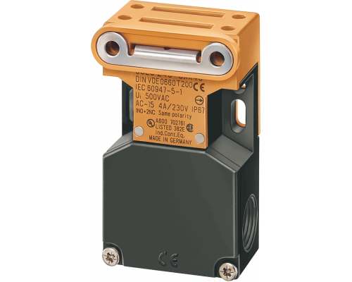 Siemens 3SE2243-0XX Позиционный выключатель безопасности с отдельным исполнительным механизмом, пластиковый корпус, 1нo+2нз, сила вытяжки 30н Siemens 3SE2243-0XX Позиционный выключатель безопасности с отдельным исполнительным механизмом, пластиковый корпус, 1нo+2нз, сила вытяжки 30н