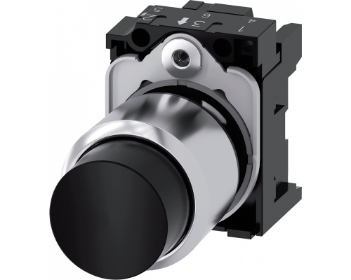 Siemens 3SU1250-0FB10-0AA0 Актуатор кнопки с высоким фронтальным кольцом, 22 мм, круглый, металл, чёрный, без фиксации, с держателем Siemens 3SU1250-0FB10-0AA0 Актуатор кнопки с высоким фронтальным кольцом, 22 мм, круглый, металл, чёрный, без фиксации, с держателем