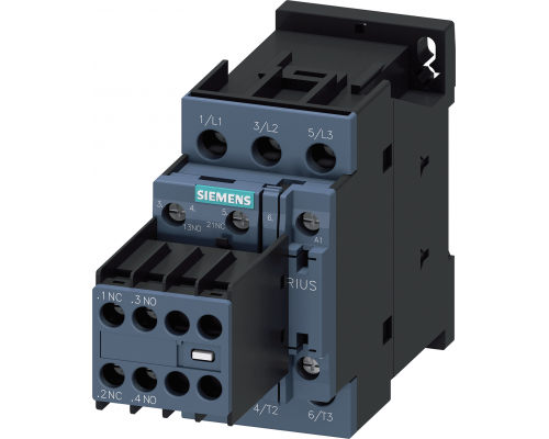Siemens 3RT2025-1AB04 Контактор, 3 полюса, AC-3, 7.5 кВт/400 В, с блоком-контактами 2NO+2NC, 24 В AC 50 Гц, типоразмер S0 Siemens 3RT2025-1AB04 Контактор, 3 полюса, AC-3, 7.5 кВт/400 В, с блоком-контактами 2NO+2NC, 24 В AC 50 Гц, типоразмер S0