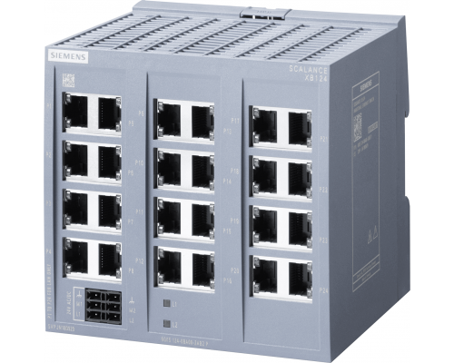 Siemens 6GK5124-0BA00-2AB2 Промышленный коммутатор, 24 порта RJ45, 10/100 Мбит/с, IP20, резервное питание 24 В Siemens 6GK5124-0BA00-2AB2 Промышленный коммутатор, 24 порта RJ45, 10/100 Мбит/с, IP20, резервное питание 24 В