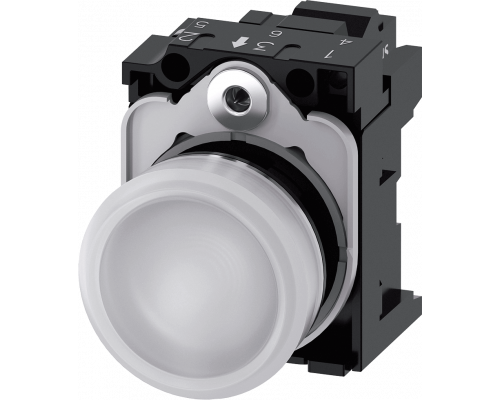 Siemens 3SU1152-6AA60-3AA0 Световой индикатор, 22mm, круглый, металлический, белый матовый рассеиватель Siemens 3SU1152-6AA60-3AA0 Световой индикатор, 22mm, круглый, металлический, белый матовый рассеиватель