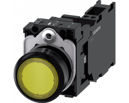 Siemens 3SU1103-0AB30-3FA0 Кнопка с подсветкой, 22mm, круглая, пластик, желтая, 1NO+1NC, 110V AC Siemens 3SU1103-0AB30-3FA0 Кнопка с подсветкой, 22mm, круглая, пластик, желтая, 1NO+1NC, 110V AC