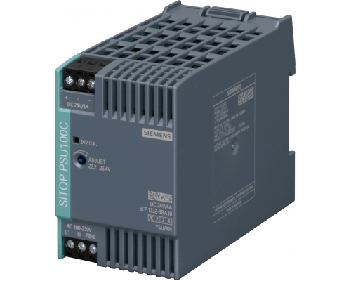 Siemens 6EP1332-5BA10 Стабилизированный блок питания 24 В/4 А, вход 120-230 В, Siemens Sitop PSU100C Siemens 6EP1332-5BA10 Стабилизированный блок питания 24 В/4 А, вход 120-230 В, Siemens Sitop PSU100C