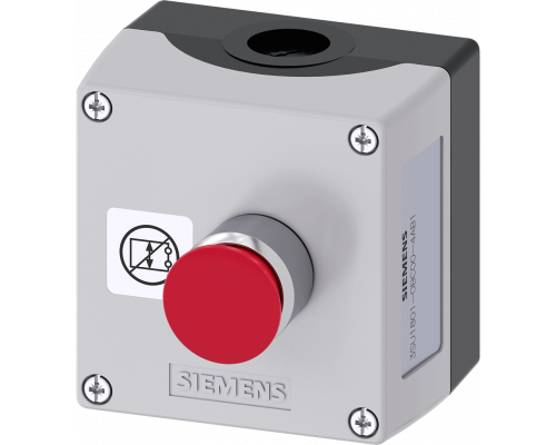 Siemens 3SU1801-0BC00-4AB1 Корпус для командных устройств 22 мм, пластмасса, серый цвет, с двухтактным выключателем Siemens 3SU1801-0BC00-4AB1 Корпус для командных устройств 22 мм, пластмасса, серый цвет, с двухтактным выключателем