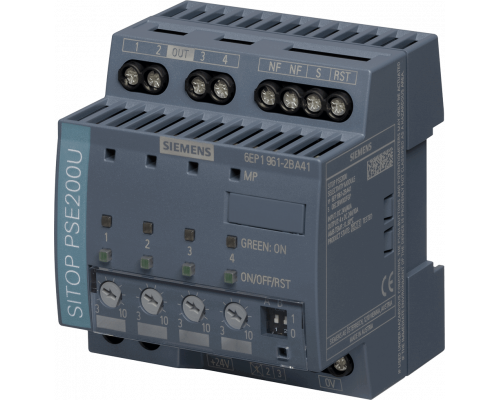 Siemens 6EP1961-2BA41 Модуль селективности 4х-канальный, вход 24В, выход 24В/10А, настройка тока 3-10А, статусное сообщение Siemens 6EP1961-2BA41 Модуль селективности 4х-канальный, вход 24В, выход 24В/10А, настройка тока 3-10А, статусное сообщение