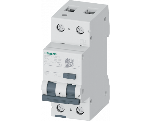 Siemens 5SU9354-7KK06 Автоматический выключатель, 10 кА, 1P+N, тип A, 30 мА, C-Char, 6 А, 230 В Siemens 5SU9354-7KK06 Автоматический выключатель, 10 кА, 1P+N, тип A, 30 мА, C-Char, 6 А, 230 В