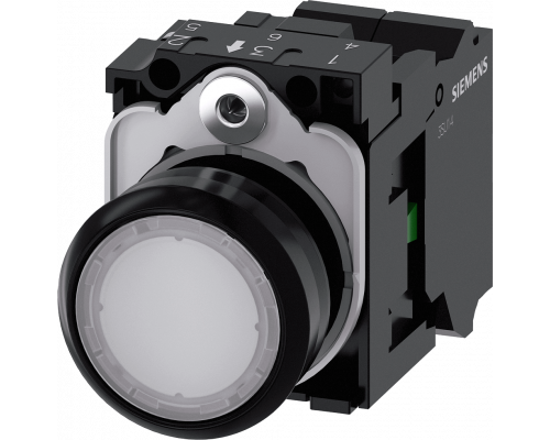 Siemens 3SU1106-0AB60-3BA0 Кнопка с подсветкой, 22mm, круглая, пластик, белая, плоская, 1NO, пружинные клеммы Siemens 3SU1106-0AB60-3BA0 Кнопка с подсветкой, 22mm, круглая, пластик, белая, плоская, 1NO, пружинные клеммы