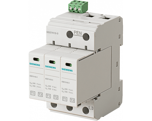 Siemens 5SD7413-3 Разрядник молниезащиты тип 1, 240/400v, 335v a.c., ширина 54мм, с возможностью дистанционного управления Siemens 5SD7413-3 Разрядник молниезащиты тип 1, 240/400v, 335v a.c., ширина 54мм, с возможностью дистанционного управления