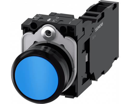 Siemens 3SU1100-0AB50-1FA0 Кнопка, 22mm, круглая, пластик, синяя, плоская кнопка, контакты мгновенного действия Siemens 3SU1100-0AB50-1FA0 Кнопка, 22mm, круглая, пластик, синяя, плоская кнопка, контакты мгновенного действия