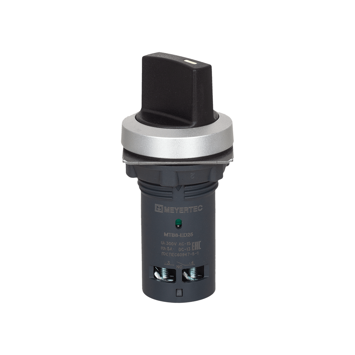 MTB8-ED25 Переключатель на 2 положения, с фиксацией, короткая ручка, 1NO+1NC, IP65, пластик MTB8-ED25 Переключатель на 2 положения, с фиксацией, короткая ручка, 1NO+1NC, IP65, пластик