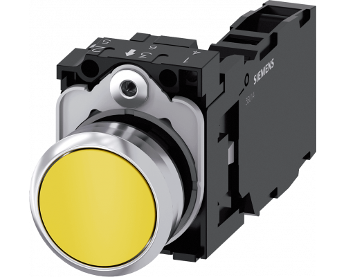 Siemens 3SU1150-0AB30-1FA0 Кнопка, 22mm, круглая, металлическая, глянцевая, желтая, плоская, 1NO+1NC Siemens 3SU1150-0AB30-1FA0 Кнопка, 22mm, круглая, металлическая, глянцевая, желтая, плоская, 1NO+1NC