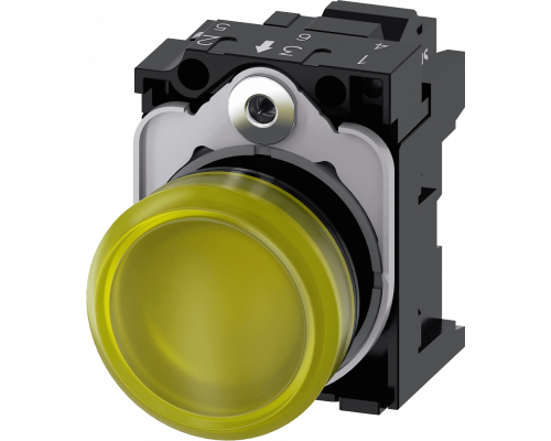 Siemens 3SU1106-6AA30-3AA0 Световой индикатор, 22mm, круглый, пластик, желтый матовый рассеиватель, с держателем Siemens 3SU1106-6AA30-3AA0 Световой индикатор, 22mm, круглый, пластик, желтый матовый рассеиватель, с держателем