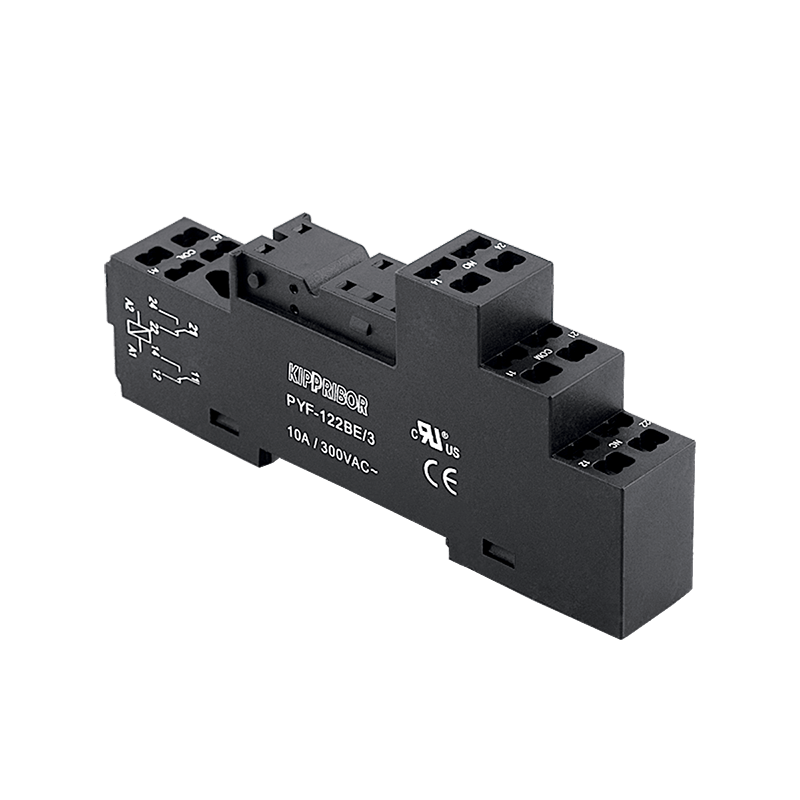 PYF-122BE/3 3-ярусная колодка с самозажимными клеммами для 2-конт. реле серии MR, черная PYF-122BE/3 3-ярусная колодка с самозажимными клеммами для 2-конт. реле серии MR, черная
