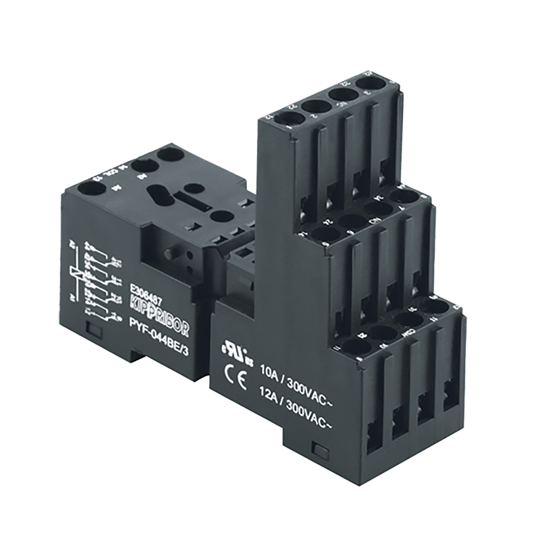 PYF-044BE/3 3-ярусная колодка с винтовыми клеммами для 4-конт. реле серии RP, черная PYF-044BE/3 3-ярусная колодка с винтовыми клеммами для 4-конт. реле серии RP, черная