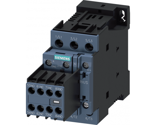 Siemens 3RT2025-1FB48-0ME2 Силовой контактор, AC-3 17A, 7.5 кВт/400В, 3НО+3НЗ, S0, 24В DC, диодная комбинация Siemens 3RT2025-1FB48-0ME2 Силовой контактор, AC-3 17A, 7.5 кВт/400В, 3НО+3НЗ, S0, 24В DC, диодная комбинация