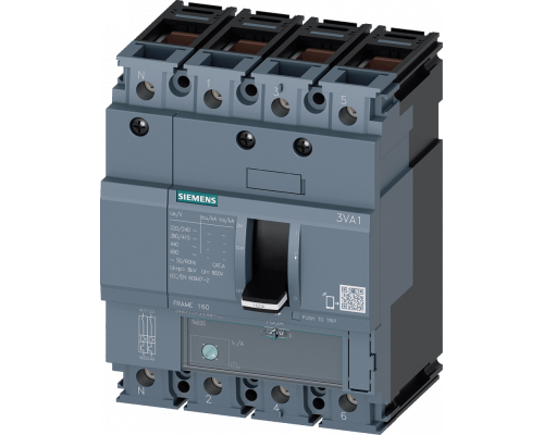 Siemens 3VA1163-5GE46-0AA0 Автоматический выключатель, 63 А, защита от перегрузки 44 А, короткого замыкания 10 x In, N-провод, 4 полюса Siemens 3VA1163-5GE46-0AA0 Автоматический выключатель, 63 А, защита от перегрузки 44 А, короткого замыкания 10 x In, N-провод, 4 полюса