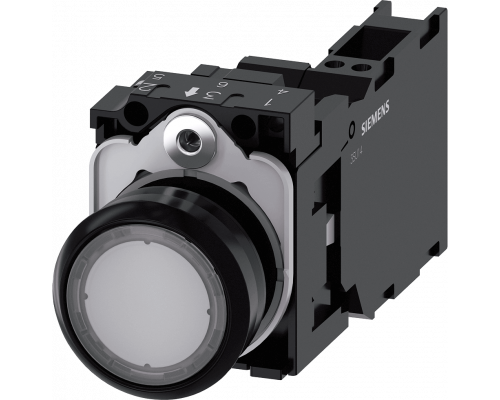 Siemens 3SU1106-0AB70-3FA0 Кнопка с подсветкой, 22mm, круглая, пластик, прозрачная, плоская, 1NO+1NC Siemens 3SU1106-0AB70-3FA0 Кнопка с подсветкой, 22mm, круглая, пластик, прозрачная, плоская, 1NO+1NC