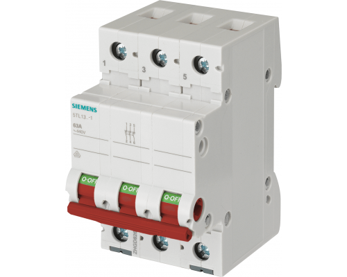 Siemens 5TL1363-1 Выключатель нагрузки 63А, трехполюсный, с красной ручкой Siemens 5TL1363-1 Выключатель нагрузки 63А, трехполюсный, с красной ручкой