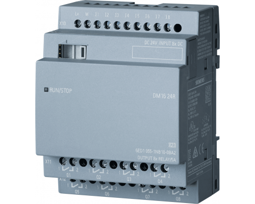 Siemens 6ED1055-1NB10-0BA2 Модуль расширения Logo! dm16 24r, 8 di/8 do, питание/входы/выходы 24В, реле, ширина 4TE Siemens 6ED1055-1NB10-0BA2 Модуль расширения Logo! dm16 24r, 8 di/8 do, питание/входы/выходы 24В, реле, ширина 4TE