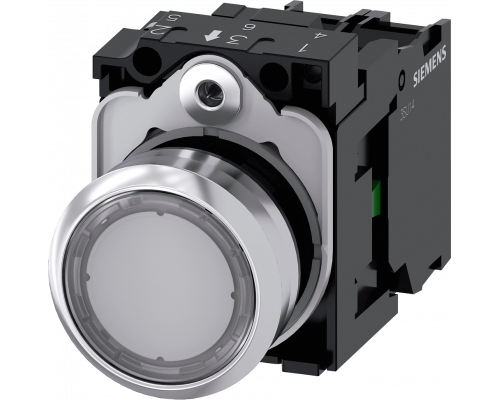 Siemens 3SU1152-0AB70-1BA0 Кнопка с подсветкой, 22mm, металлическая, круглая, с держателем, 1NO, IP67 Siemens 3SU1152-0AB70-1BA0 Кнопка с подсветкой, 22mm, металлическая, круглая, с держателем, 1NO, IP67