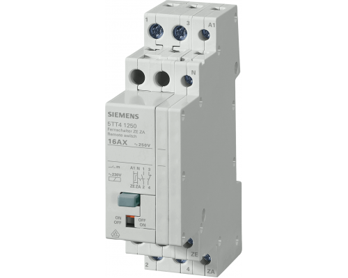 Siemens 5TT4125-0 Дистанционный выключатель 1 но + 1 нз с центральной функцией отключения 16А 230/230В Siemens 5TT4125-0 Дистанционный выключатель 1 но + 1 нз с центральной функцией отключения 16А 230/230В