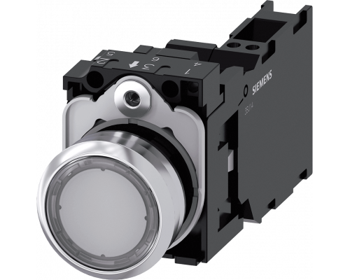 Siemens 3SU1152-0AB70-3FA0 Кнопка с подсветкой, 22mm, круглая, металлическая, глянцевая, с держателем, 1NO+1NC Siemens 3SU1152-0AB70-3FA0 Кнопка с подсветкой, 22mm, круглая, металлическая, глянцевая, с держателем, 1NO+1NC