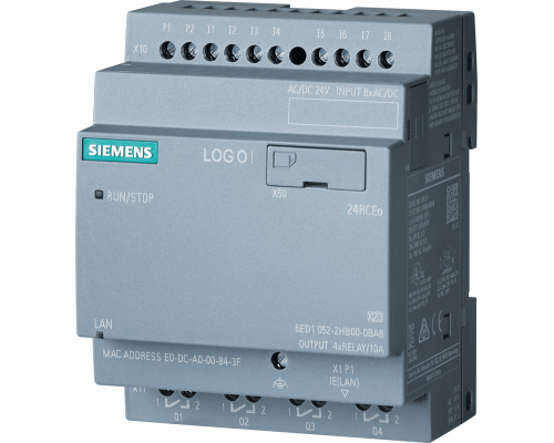 Siemens 6ED1052-2HB08-0BA1 Логический модуль Logo! 24rceo (ac), 8 di/4 dq, память 400 блоков, Ethernet, веб-сервер Siemens 6ED1052-2HB08-0BA1 Логический модуль Logo! 24rceo (ac), 8 di/4 dq, память 400 блоков, Ethernet, веб-сервер