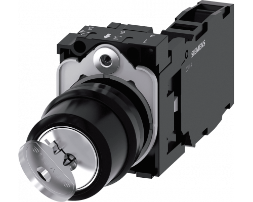 Siemens 3SU1100-4BF11-1FA0 Поворотный переключатель с ключом, 22мм, пластик, SB30, 2 положения, 1NO+1NC, винтовые клеммы Siemens 3SU1100-4BF11-1FA0 Поворотный переключатель с ключом, 22мм, пластик, SB30, 2 положения, 1NO+1NC, винтовые клеммы