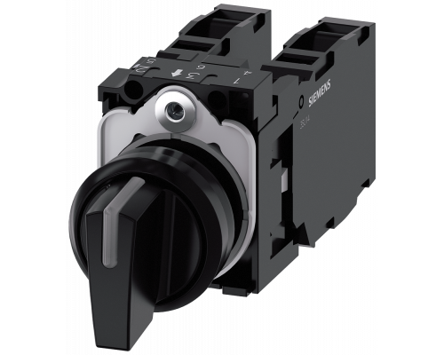 Siemens 3SU1100-2BL10-1NA0 Тумблер с подсветкой, 22 мм, круглой формы, пластиковый корпус, черный цвет, рычаг, 3 положения Siemens 3SU1100-2BL10-1NA0 Тумблер с подсветкой, 22 мм, круглой формы, пластиковый корпус, черный цвет, рычаг, 3 положения