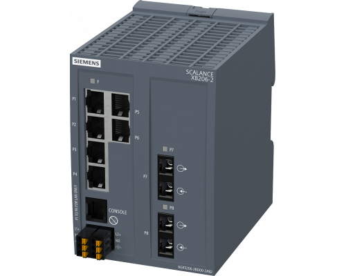 Siemens 6GK5206-2BD00-2AB2 Управляемый коммутатор SCALANCE XB206-2, 6x RJ45, 2x MM FO SC, порт консоли, резервное питание Siemens 6GK5206-2BD00-2AB2 Управляемый коммутатор SCALANCE XB206-2, 6x RJ45, 2x MM FO SC, порт консоли, резервное питание
