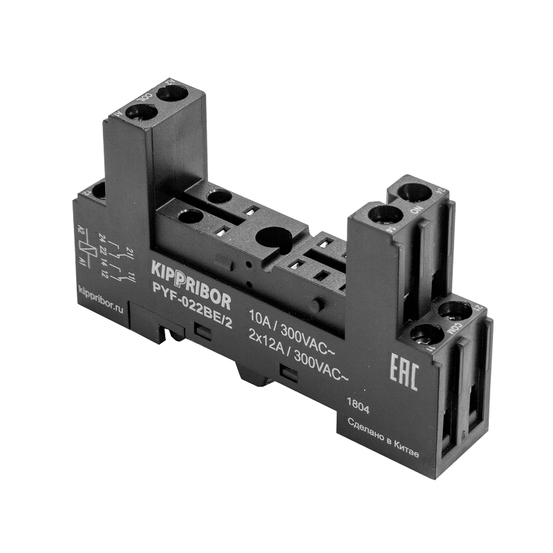 PYF-022BE/2 2-ярусная колодка с винтовыми клеммами для 2-конт. реле MR, черная PYF-022BE/2 2-ярусная колодка с винтовыми клеммами для 2-конт. реле MR, черная