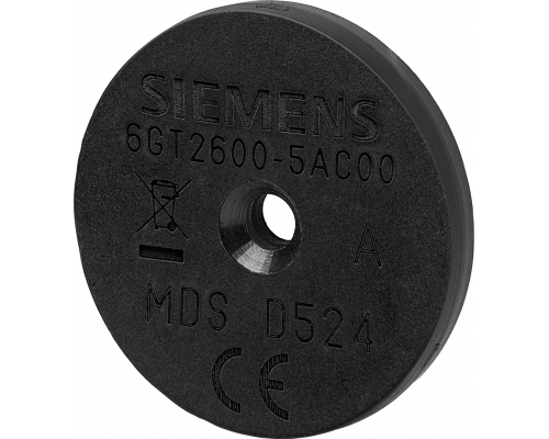 Siemens 6GT2600-5AC00 Транспондер MDS D524 для RF200: кнопка, чип ISO 15693, память 8192 байт, размеры 27x4 мм, диапазон температур -25...+85 °C Siemens 6GT2600-5AC00 Транспондер MDS D524 для RF200: кнопка, чип ISO 15693, память 8192 байт, размеры 27x4 мм, диапазон температур -25...+85 °C