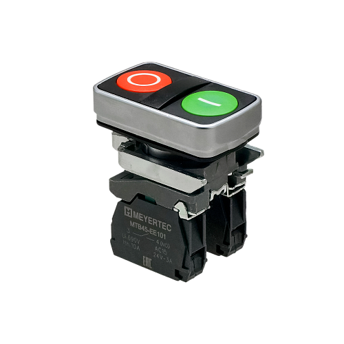 MTB4-BL8325 Кнопка двойная плоская, красная/зеленая, маркировка "I+O", 1NO+1NC, IP65, металл MTB4-BL8325 Кнопка двойная плоская, красная/зеленая, маркировка "I+O", 1NO+1NC, IP65, металл