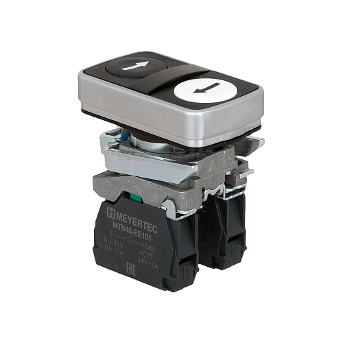 MTB4-BL3512 Кнопка двойная плоская, черная/белая, маркировка "стрелки влево-вправо", 2NO, IP65, металл MTB4-BL3512 Кнопка двойная плоская, черная/белая, маркировка "стрелки влево-вправо", 2NO, IP65, металл