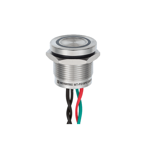 MT-PS19P01GR Пьезокнопка, Ø19 мм, подсветка кольцом (зеленая/красная), 4х-проводная, NC, возврат, 24В AC/DC, IP68 MT-PS19P01GR Пьезокнопка, Ø19 мм, подсветка кольцом (зеленая/красная), 4х-проводная, NC, возврат, 24В AC/DC, IP68