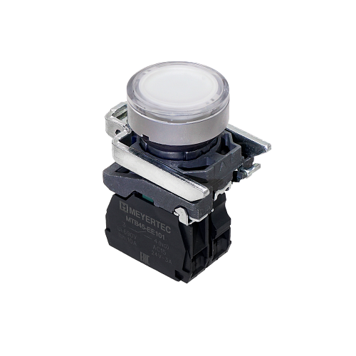 MTB4-BW31711 Кнопка белая с подсветкой, 1NO, 24V AC/DC, IP65, металл MTB4-BW31711 Кнопка белая с подсветкой, 1NO, 24V AC/DC, IP65, металл