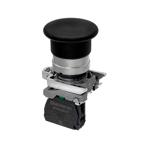 MTB4-BC21 Кнопка грибовидная черная, 40 мм, пружиный возврат, 1NO, IP65,металл MTB4-BC21 Кнопка грибовидная черная, 40 мм, пружиный возврат, 1NO, IP65,металл