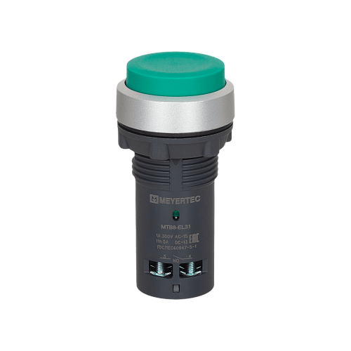 MTB8-EL31 Кнопка зеленая выступающая, с возвратом, 1NO, IP65, пластик MTB8-EL31 Кнопка зеленая выступающая, с возвратом, 1NO, IP65, пластик