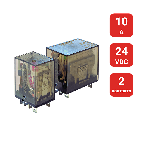 REP-203.DL 2-конт. реле, 24VDC, ток 10А, LED-индикатор REP-203.DL 2-конт. реле, 24VDC, ток 10А, LED-индикатор