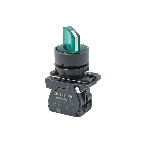 MTB5-AK33713 Переключатель на 3 положения с фиксацией и подсветкой, зеленый, 1NO, 220V AC/DC, IP65, пластик MTB5-AK33713 Переключатель на 3 положения с фиксацией и подсветкой, зеленый, 1NO, 220V AC/DC, IP65, пластик