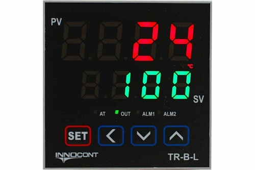 INNOCONT Температурный контроллер, 2 дисплея, 4 разряда, 96x96x63 мм, 2 аварийных выхода, 110-220VAC, выход: реле + твердотельное реле TR-B-L INNOCONT Температурный контроллер, 2 дисплея, 4 разряда, 96x96x63 мм, 2 аварийных выхода, 110-220VAC, выход: реле + твердотельное реле TR-B-L