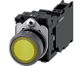 Siemens 3SU1132-0AB30-3FA0 Кнопка с подсветкой, 22mm, круглая, пластик с металлическим кольцом, желтая, 1NO+1NC Siemens 3SU1132-0AB30-3FA0 Кнопка с подсветкой, 22mm, круглая, пластик с металлическим кольцом, желтая, 1NO+1NC