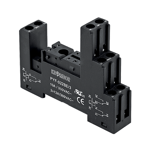 PYF-022BE/3 3-ярусная колодка с винтовыми клеммами для 2-конт. реле MR, черная PYF-022BE/3 3-ярусная колодка с винтовыми клеммами для 2-конт. реле MR, черная
