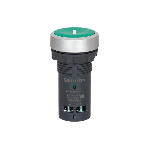 MTB8-EA31521 Кнопка плоская зеленая, маркировка "I", 1NO, IP65, пластик MTB8-EA31521 Кнопка плоская зеленая, маркировка "I", 1NO, IP65, пластик