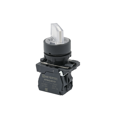 MTB5-AK21713 Переключатель на 2 положения с фиксацией и подсветкой, белый, 1NO, 220V AC/DC, IP65, пластик MTB5-AK21713 Переключатель на 2 положения с фиксацией и подсветкой, белый, 1NO, 220V AC/DC, IP65, пластик