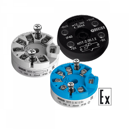 ОВЕН НПТ линейка нормирующих преобразователей для термометров сопротивления и термопар в головку датчика ОВЕН НПТ линейка нормирующих преобразователей для термометров сопротивления и термопар в головку датчика