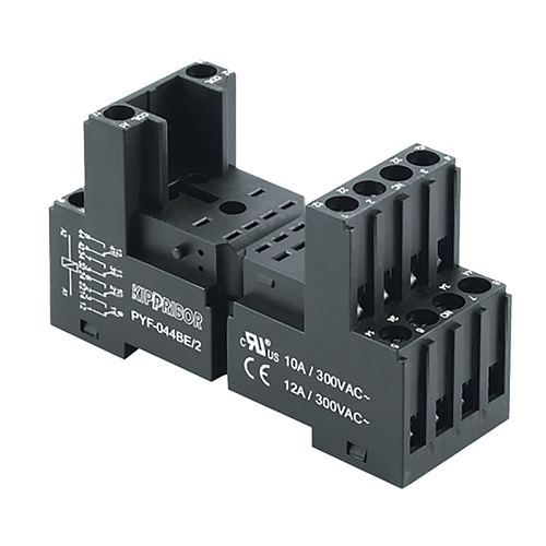 PYF-044BE/2 2-ярусная колодка с винтовыми клеммами для 4-конт. реле серии RP, черная PYF-044BE/2 2-ярусная колодка с винтовыми клеммами для 4-конт. реле серии RP, черная