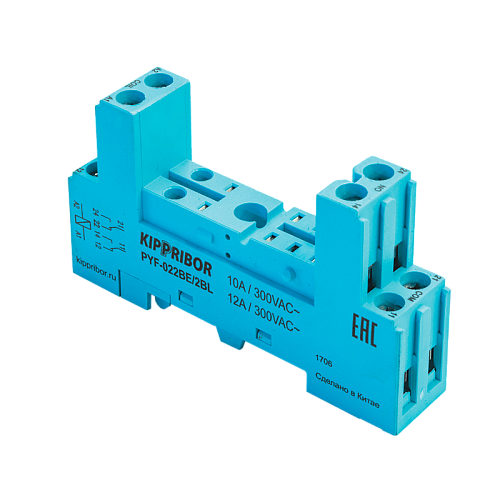 PYF-022BE/2BL 2-ярусная колодка с винтовыми клеммами для 2-конт. реле MR, голубая PYF-022BE/2BL 2-ярусная колодка с винтовыми клеммами для 2-конт. реле MR, голубая